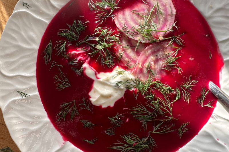 Beetroot + blood orange soup