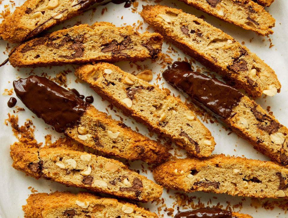 Nicola Lamb's Chocolate, Peanut + Coconut Biscuits