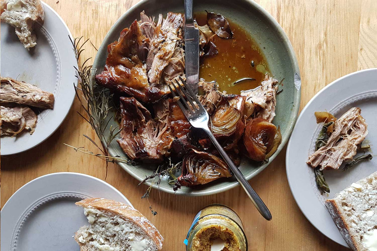 Smoky Pork Shoulder With Hardy Herbs