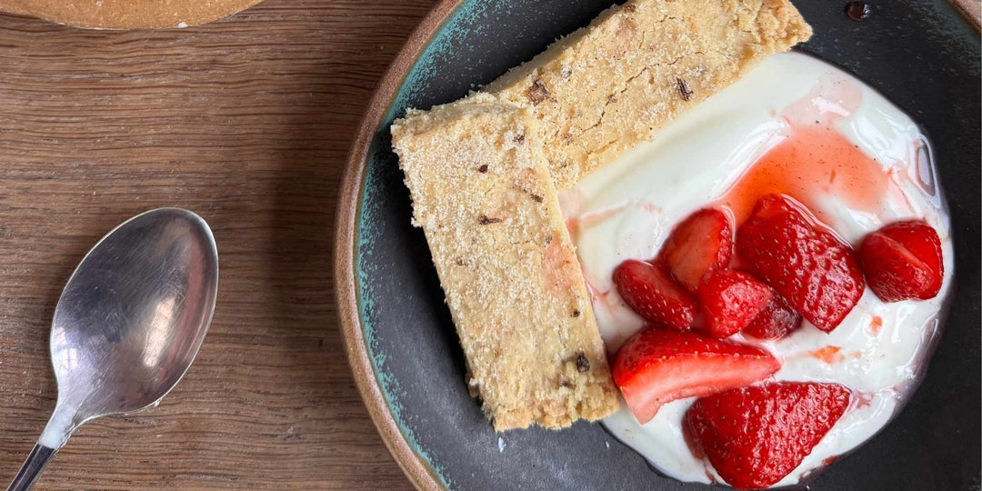 Vanilla Salted Shortbread with Macerated Strawberries
