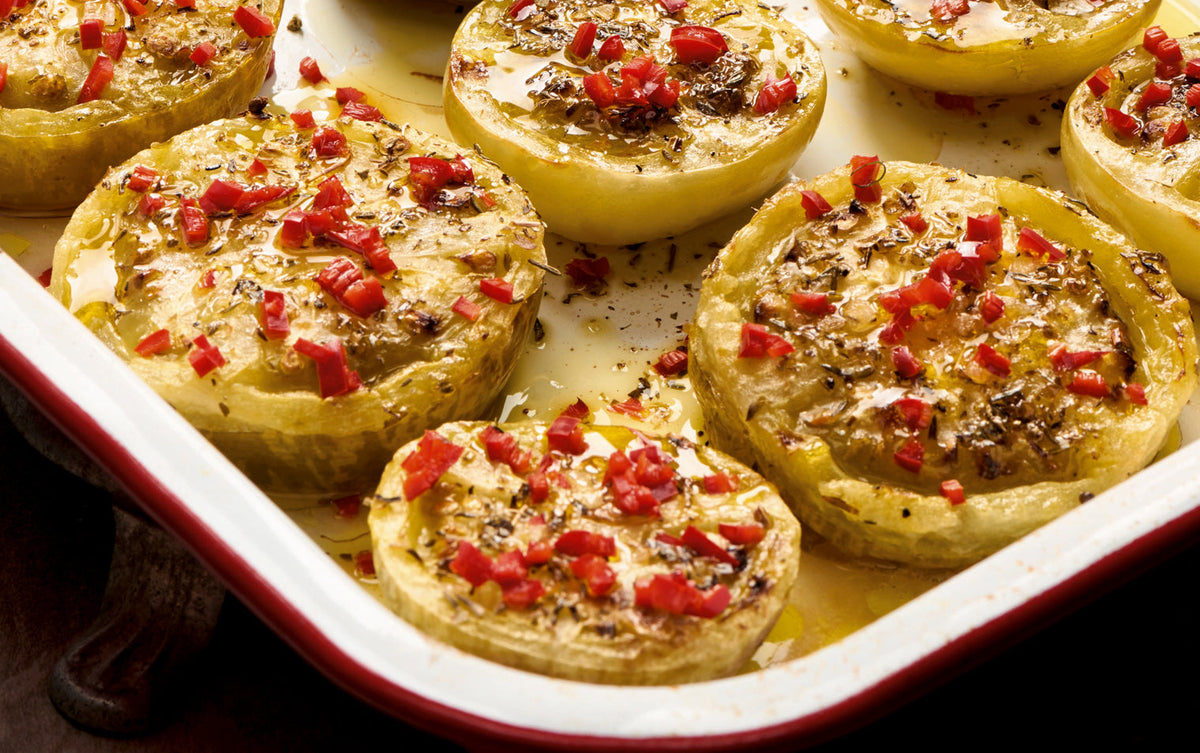 Ed Smith's Grilled green tomatoes with oregano + chilli