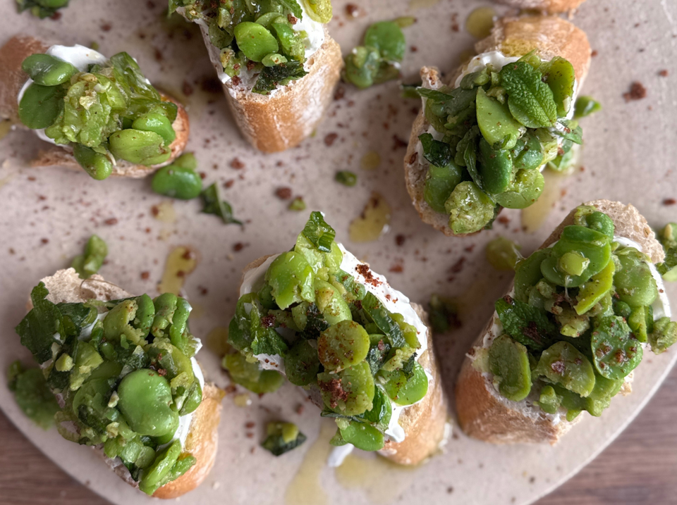 Chilli & Garlic Salted Broad Bean Crostini