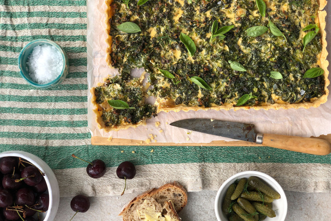 Caramelised Onion And Greens Pie