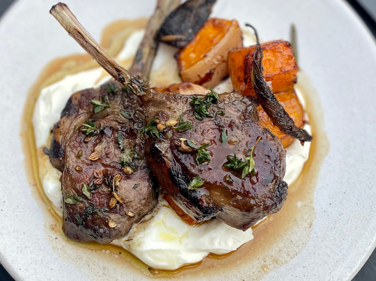 Sam Lomas' Lamb Chops With Black Garlic Roasted Squash