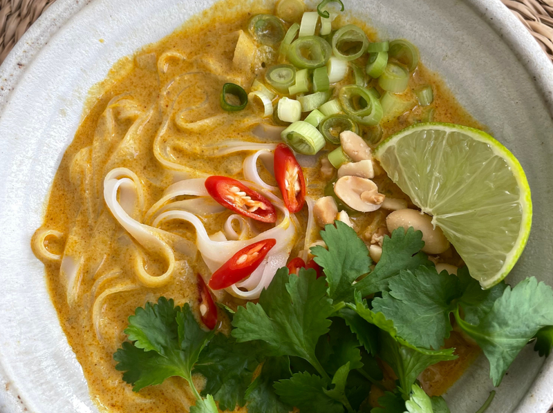 Spicy Peanut + Coconut Noodle Soup