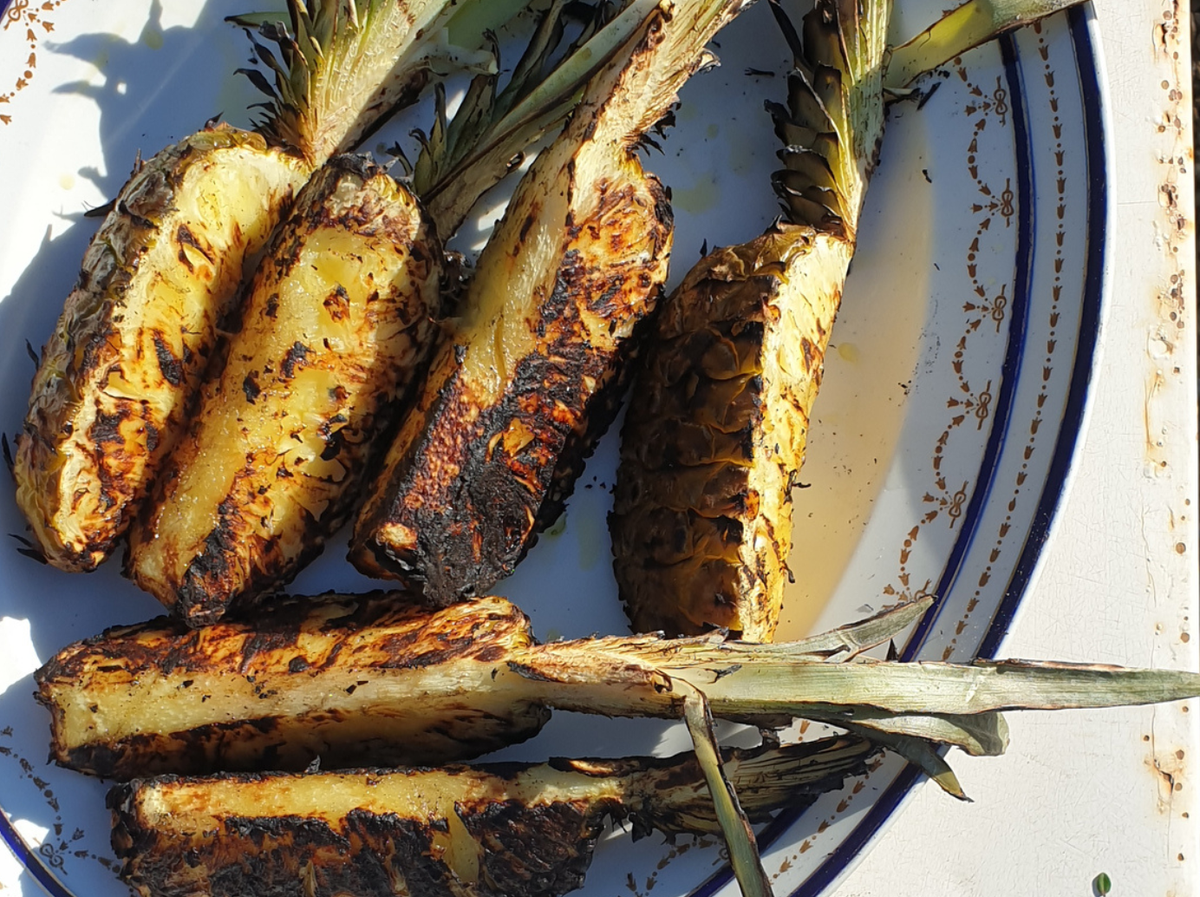 Charred Pineapple With Oak Smoked Sugar + Dark Rum