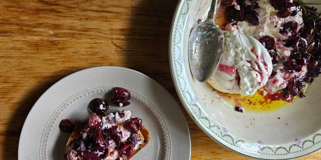 Rosemary Baked Cherries With Burrata