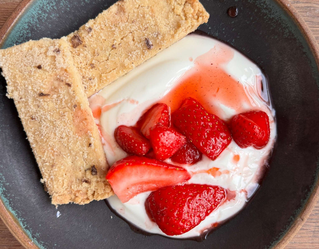 Vanilla Salted Shortbread with Macerated Strawberries