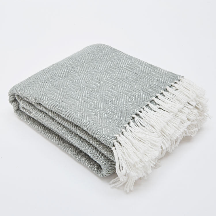 Recycled Grey Diamond Patterned Blanket