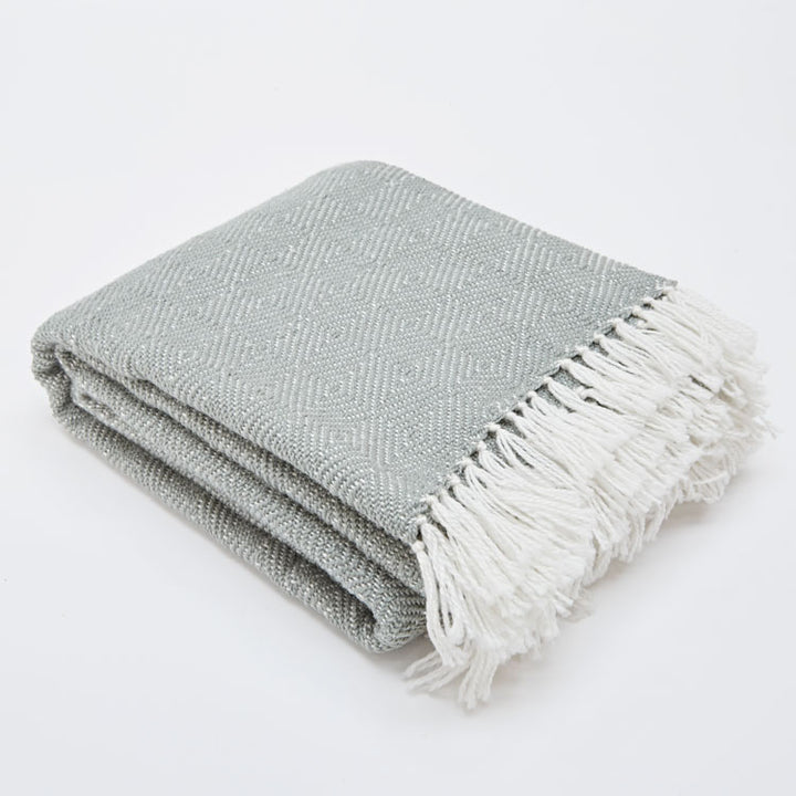 Recycled Grey Diamond Patterned Blanket
