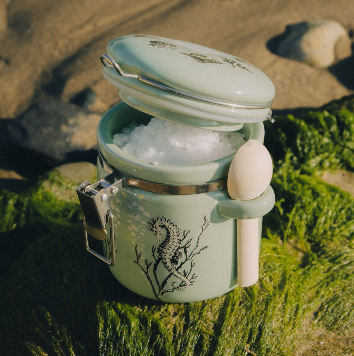 Susan Williams Ellis Seahorse Ceramic Jar with Pure Sea Salt