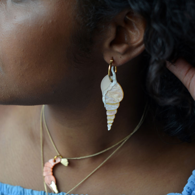 Handmade Twist Shell Hoop Earrings