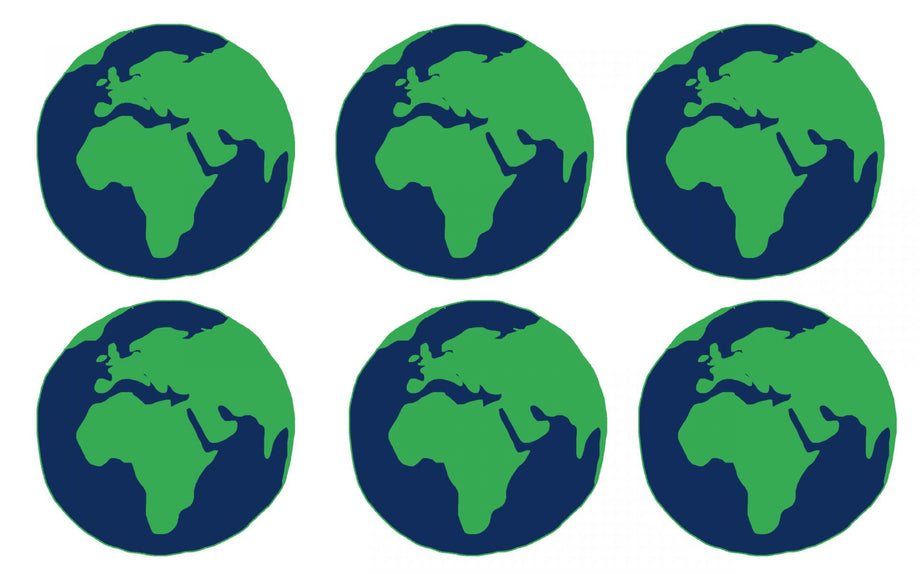 Globes showing Halen Môn's export markets