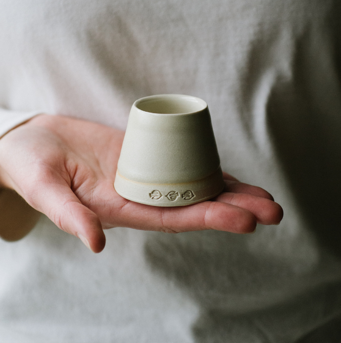 EOT handmade de-bossed egg cup - bird