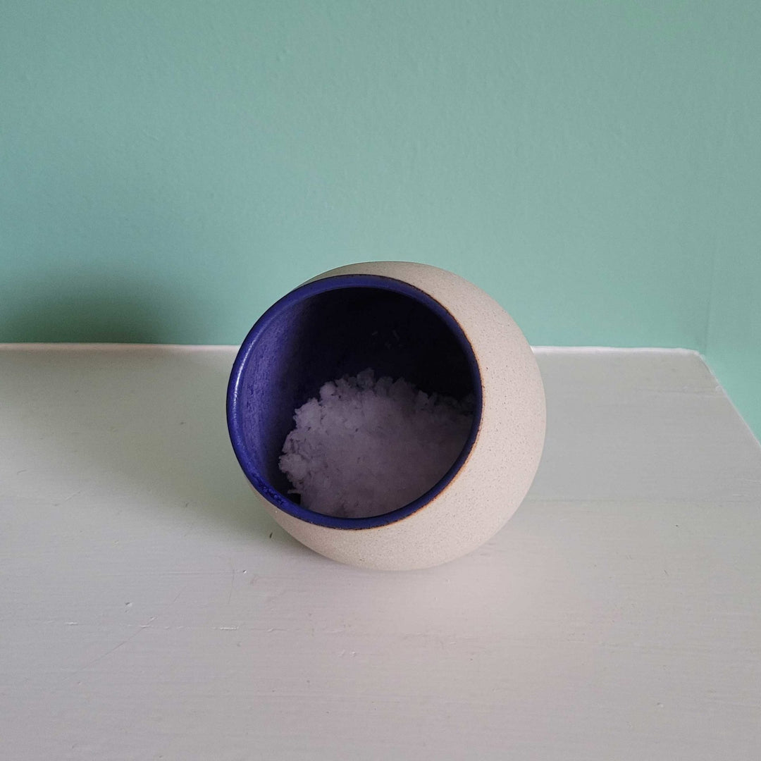 Handmade Ceramic Salt Pig (dark blue)