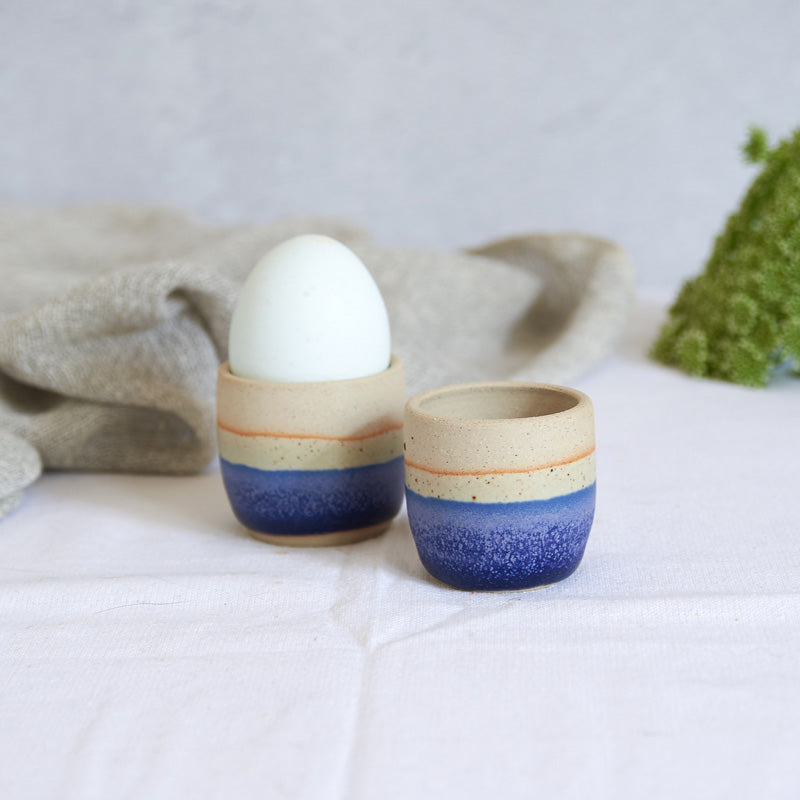 Handmade Dark Blue Ceramic Coastal Eggcup
