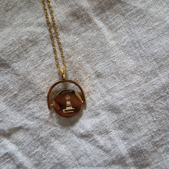 Gold-plated Spinner Ynys Môn Engraved Necklace