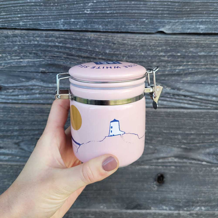 Pink Llanddwyn Ceramic Jar with Pure Sea Salt