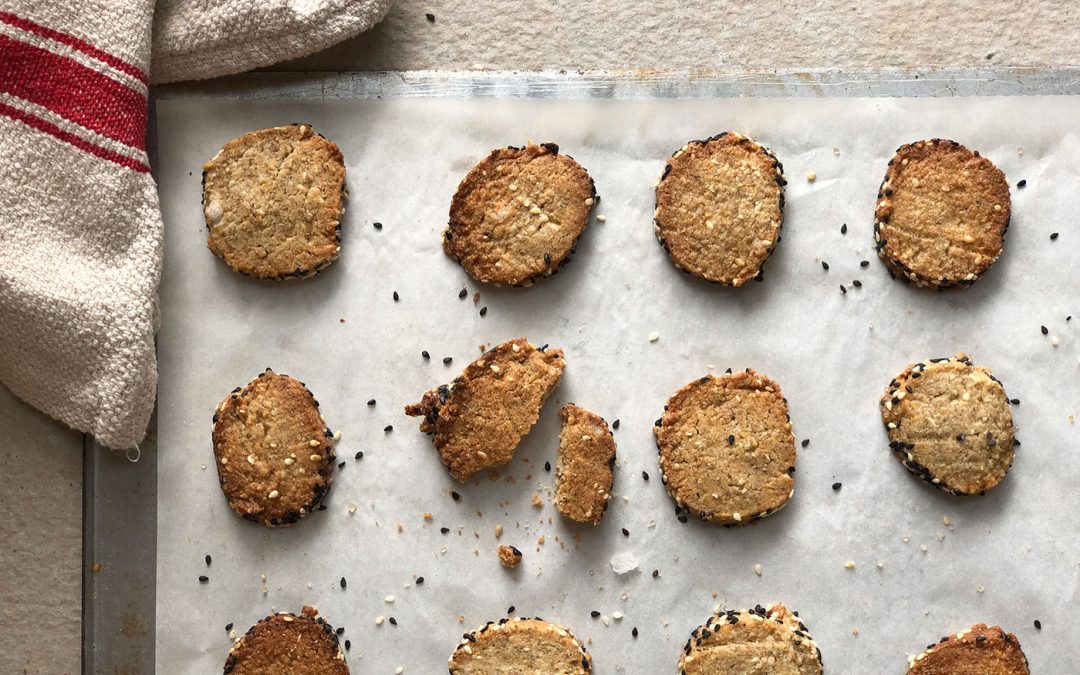 Dark rye and sesame brown butter shortbread