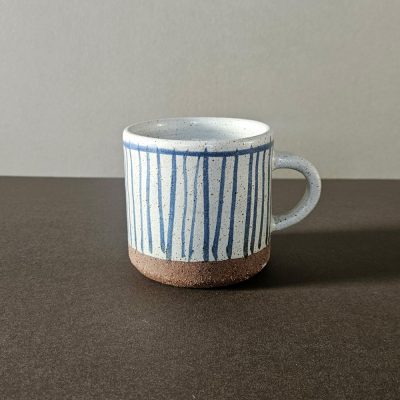 Handmade Welsh mug - vertical stripe