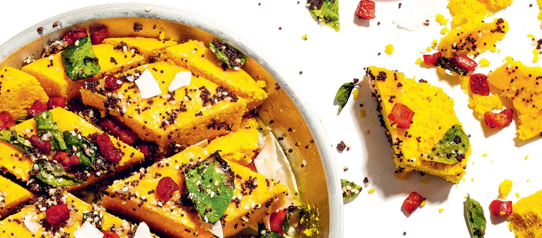 Gurd Loyal’s chickpea dhokla with smoky bacon