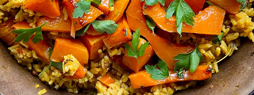 Honey butter roasted squash pelau