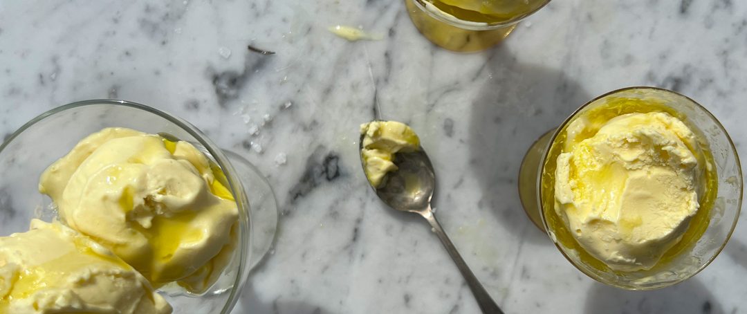 Bay leaf, olive oil and sea salt ice cream