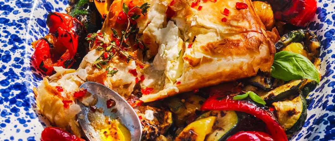 Anna Shepherd’s grilled summer vegetables with crispy fried feta + honey